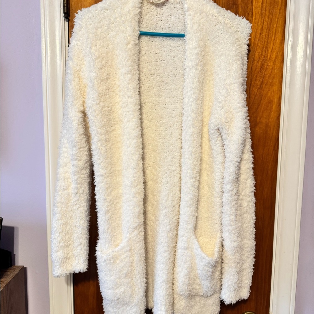 Pink Republic Cozy White Fuzzy Cardigan